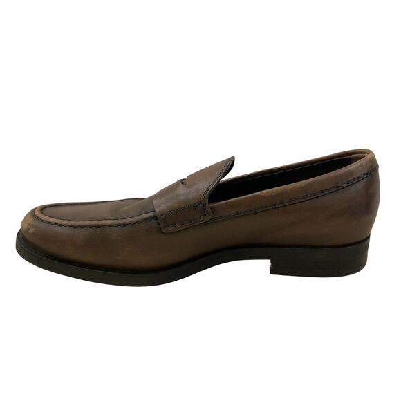 Tods Shoes Mens 8.5 Brown Leather Penny Loafers Made in Italy Classic Slip On - Picture 6 of 12